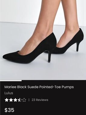 Lulu's Black Pointed-Toe Suede Heels